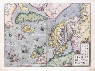 Double-page map of Northern Europe (Abraham Ortelius) - Muzeo.com