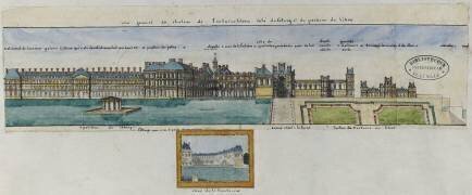 Album Robit : Le dhâteau de Fontainebleau, vue générale du château du côté de l'étang et du parterre (anonyme) - Muzeo.com