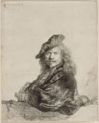 Autoportrait : Rembrandt appuyé ; 1639; 1er état (Rembrandt) - Muzeo.com