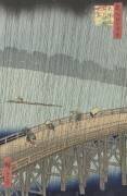 Averse de pluie inattendue sur le grand pont d'Atake (Hiroshige) - Muzeo.com