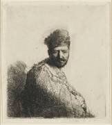 Buste d'homme à bonnet fourré et manteau brodé (Rembrandt) - Muzeo.com