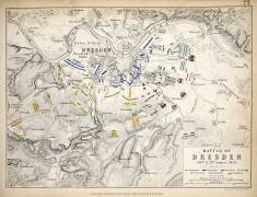 Carte de la bataille de Dresde (Alexander Keith Johnston) - Muzeo.com