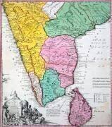 Carte de la péninsule indienne (Homann Heirs Company) - Muzeo.com