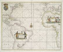 Carte de l'océan occidental (maintenant Atlantique) avec des loxodromies (Ecole anglaise) - Muzeo.com