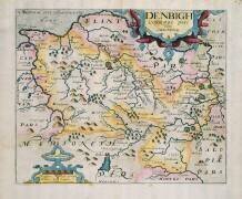 Carte du Denbigh et du Flint (Christopher Saxton) - Muzeo.com