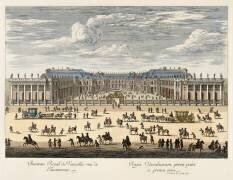 Château royal de Versailles, vu du milieu de la grande avenue et vue de l'avant-cour (Israël Silvestre) - Muzeo.com