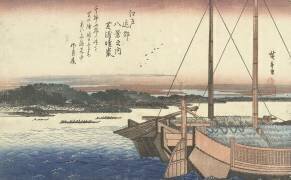 Coucher de soleil à la plage de Shiba (Hiroshige) - Muzeo.com