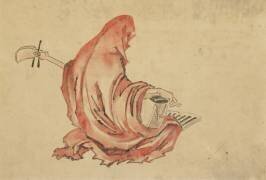 Daruma jouant du shamisen (Hokusai) - Muzeo.com