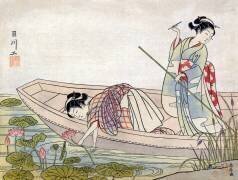 Deux femmes cueillant des fleurs de lotus (Suzuki Harunobu) - Muzeo.com