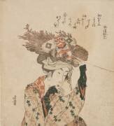 Femme du hara avec un fagot de bois de chauffage et un cerf-volant (Hokusai) - Muzeo.com