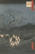 Feux follets le soir du Nouvel An à l'ortie de Shozoku à Oji (Hiroshige) - Muzeo.com