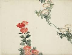 Gloire du matin et fleurs rouges (Hokusai) - Muzeo.com