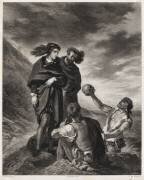 Hamlet au cimetière contemplant le crâne de Yorick (Eugène Delacroix) - Muzeo.com