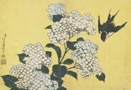 Hortensia et hirondelle (Hokusai) - Muzeo.com