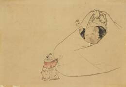 Hotei offre un bijou flamboyant à un petit garçon (Hokusai) - Muzeo.com