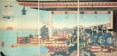 Kiyomori stoppant la Coucher de Soleil par des incantations (Utagawa Kuniyoshi) - Muzeo.com