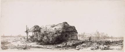 La Chaumière et la grange à foin (Rembrandt) - Muzeo.com
