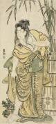 L'acteur Ichikawa Komazo dans le rôle d'une femme aux cheveux ébouriffés. (Hokusai) - Muzeo.com