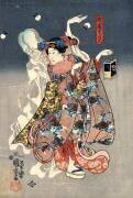 Le fantôme d'Oiwa hantant la femme de Jemon, O-ume (Utagawa Kuniyoshi) - Muzeo.com