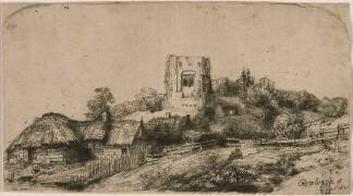 Le paysage à la Tour carrée ; 3 ème état (Rembrandt) - Muzeo.com
