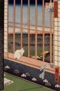 Le sanctuaire de Yushima Tenjin depuis le sommet de la colline (Hiroshige) - Muzeo.com
