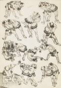 Les lutteurs (Hokusai) - Muzeo.com