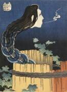 L'Esprit de la servante Okiku sortant d'un puits (Hokusai) - Muzeo.com