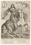 Louis XIII à cheval, dans le font, une bataille (Crispin de Passe l'Ancien) - Muzeo.com