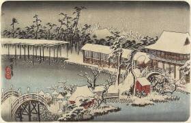 Neige au sol du Tombeau de Kameido Tenman (Hiroshige) - Muzeo.com