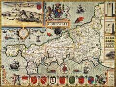 Plan de Cornwall du 'Théâtre de l'Empire de Grande-Bretagne' (John Speed) - Muzeo.com