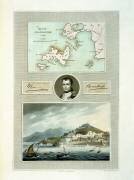 Plan d'Elbe et vue de Porto Ferraio avec portrait de Napoléon et fac-similé de sa signature (Ecole anglaise) - Muzeo.com