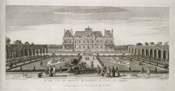 Planche 107: vue du château de Maisons (Maisons-Laffitte) prise depuis les jardins vers 1740 (Jacques Rigaud) - Muzeo.com