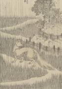 Renard sous la pluie (Hokusai) - Muzeo.com