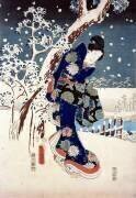 Scène enneigée au Jardin d'un Daimyo (Hiroshige) - Muzeo.com