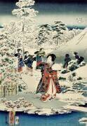 Servantes dans un jardin couvert de neige (Utagawa Kunisada) - Muzeo.com