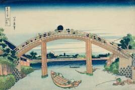 Sous le pont Mannen à Fukagawa (Hokusai) - Muzeo.com