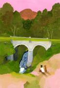 Watch the bridge with one's dog at dusk (Hiroyuki Izutsu) - Muzeo.com