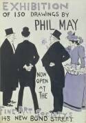 Affiche annonçant une exposition de 150 dessins de Phil May à la Fine Art Society (Ecole anglaise) - Muzeo.com
