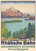 Affiche publicitaire de voyage aux Grisons par la compagnie suisse 'Rhaetian Railway' (Emil Cardinaux) - Muzeo.com