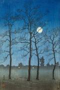 Arbres dans un champ, Préfecture Toyama, Japon (Hasui Kawase) - Muzeo.com