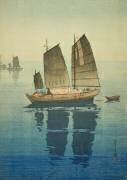 Bateaux à voile : l'avant-midi (Hiroshi Yoshida) - Muzeo.com