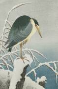 Bihoreau à couronne noire dans la neige (Ohara Koson) - Muzeo.com