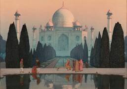 Brume matinale au Taj Mahal (Hiroshi Yoshida) - Muzeo.com