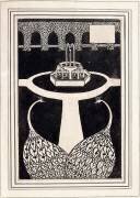 Chapter heading depicting two peacocks in a garden with a fountain (Aubrey Beardsley) - Muzeo.com