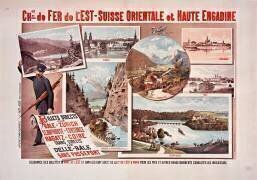 Ch[em]ins de fer de l'Est - Suisse orientale et Haute Engadine : St Moritz, Zurich... Billets directs pour Bâle, Zurich... (Hugo d'Alesi) - Muzeo.com