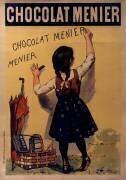 Chocolat Menier, fillette écrivant sur un mur (Firmin Bouisset) - Muzeo.com