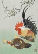 Coq et poule avec poussins (Ohara Koson) - Muzeo.com