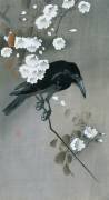 Corbeau dans une branche de cerisier en fleurs (Ohara Koson) - Muzeo.com