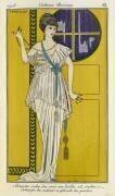 Grande robe du soir en tulle et satin. Echarpe de velours à glands de perles (George Barbier) - Muzeo.com