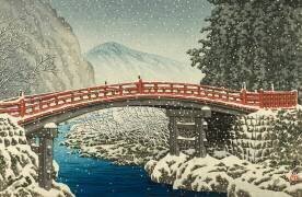La neige au pont Shin, Nikko (Hasui Kawase) - Muzeo.com